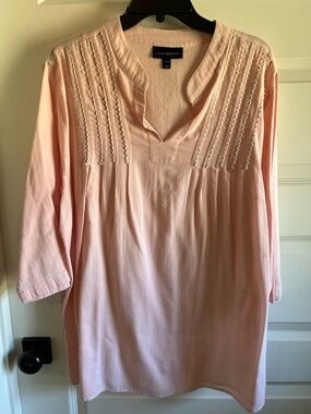 Lane Bryant Pale Pink Embroidered V-Neck Tunic